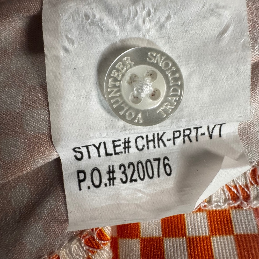 Vol Traditions Polo Men M Orange Checkered Performance Tennessee Smokey Logo - Picture 7 of 11